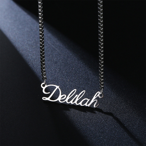 Dainty <span class=keywords><strong>Script</strong></span> Believe Collar de cadena cubana Carta personalizada Encanto 18K Chapado en oro Cadena de bordillo Collar de acero inoxidable Joyería de las mujeres - Product Image 2