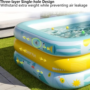 สระน้ำเป่าลมสำหรับเด็กเล็ก สีฟ้า วัสดุ PVC และเหล็ก ขนาด 90x75.6 ซม. - Product Image 2