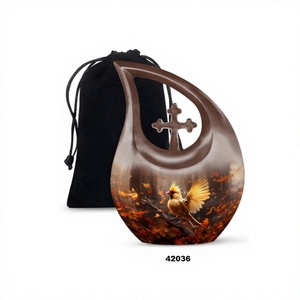 Offre Spéciale belle urne de crémation de larme volante d'oiseau cardinal pour l'urne croisée décorative de cendres humaines avec le sac gratuit de velours - Product Image 1