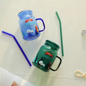 Taza de vidrio de borosilicato de alta calidad personalizada, taza de café de cristal, vasos para beber, juegos de tazas de té, taza de café de albañil resistente al calor