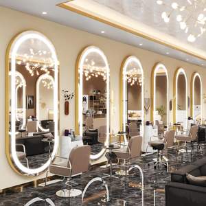 CF, marco de aluminio dorado ovalado, espejos Led montados en la pared, <span class=keywords><strong>espejo</strong></span> completo, <span class=keywords><strong>baño</strong></span> de Hotel, <span class=keywords><strong>baño</strong></span>, <span class=keywords><strong>espejo</strong></span> Led de longitud completa con luz - Product Image 5