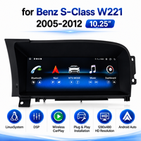 Système multimédia automobile Linux 10,25 pouces avec CarPlay sans fil et Android Auto pour Mercedes Classe S W221 2005-2012, écran tactile IPS GPS