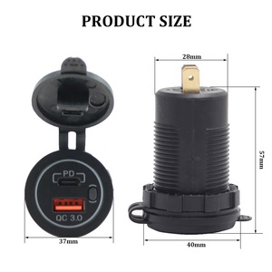 12V USB C Outlet pd3.0 cổng và 18 Wát sạc nhanh <span class=keywords><strong>3</strong></span>.0 xe USB sạc Ổ cắm ổ cắm với công tắc nguồn cho xe Thuyền biển - Product Image 2