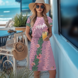 <span class=keywords><strong>Hot</strong></span> Sale Custom Fashion Aloha Hawaiian <span class=keywords><strong>Mele</strong></span> Kalikimaka Weihnachts druck Kurzarm bedrucktes Kleid mit Taschen Print on Demand - Product Image 3