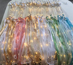 Baguettes lumineuses <span class=keywords><strong>LED</strong></span> pour mariage, rubans en dentelle, streamers, bâtonnets lumineux clignotants avec cloche, décorations pour fête de naissance, fête d'anniversaire - Product Image 2