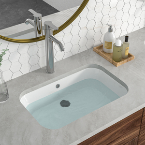 Lavabo en céramique blanc rectangulaire moderne <span class=keywords><strong>de</strong></span> 22 pouces à <span class=keywords><strong>poser</strong></span> sous le meuble pour salle <span class=keywords><strong>de</strong></span> bain domestique - Product Image 3
