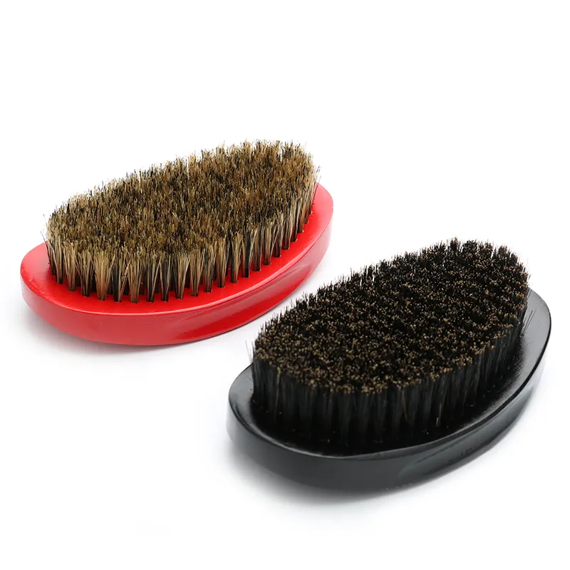 Wholesale cheap oval beechwood 100% hard boar bristle 360 wave brush men beard brush