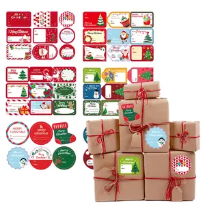 Hoja de Etiquetas de Navidad de 13x18 cm, Hojas Adhesivas para Festival, Regalos Decorativos, Etiquetas para Cajas de Regalo, Pegatina de Navidad Vintage