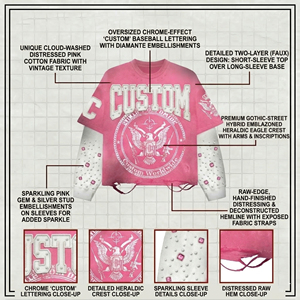 <span class=keywords><strong>T</strong></span>-<span class=keywords><strong>shirt</strong></span> oversize squadrata in <span class=keywords><strong>cotone</strong></span> a doppio strato a maniche lunghe da <span class=keywords><strong>uomo</strong></span> con grafica di strass, effetto distressed e lavaggio sporco - Product Image 4