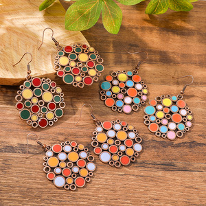Geometric <b>Drop</b> Earrings Alloy Antique <b>Bronze</b> Plated Bohemia Style Women's Party Jewelry - Product Image 4