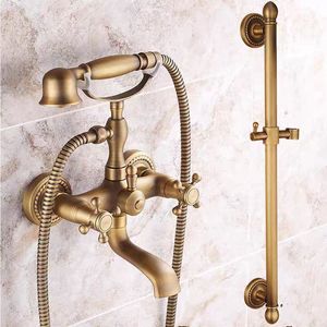 Ensemble de <span class=keywords><strong>douche</strong></span> antique en laiton massif, style européen rétro, mitigeur de <span class=keywords><strong>douche</strong></span> à effet pluie apparent avec construction en laiton - Product Image 4