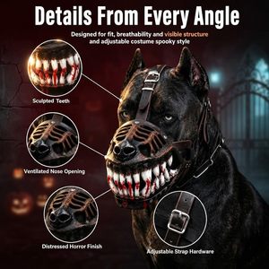 Verstellbarer Nylonriemen Atmungsaktiver Gruseliger Zahn-Hundemaulkorb für Haustier-Cosplay, Party und Fotoshooting - Product Image 6