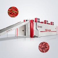 Automatische Chili-droger - Voedselveilige roestvrijstalen gaasbanddroger met PLC-besturingssysteem, hoge vermogens 18kW voedselverwerkingsapparatuur