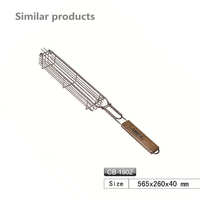 Vente chaude Professionnel Unique Poisson Grill Panier Net Manche En Bois Outil En Métal pour Griller BBQ Outil
