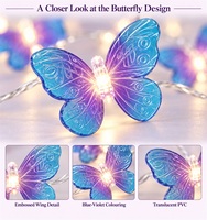 Guirlandes lumineuses LED papillon à piles, décorations féériques de Noël, rideau lumineux intérieur/extérieur
