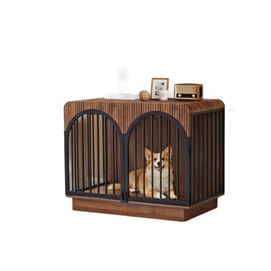 Jaula retro para perros con puerta doble arqueada, caseta de hierro forjado anti-mordiscos, decoración para sala de estar interior, caseta de almacenamiento para perros - Product Image 5