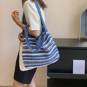 Sacs fourre-tout à rayures grande capacité, sacs à bandoulière de haute qualité pour filles, sacs de plage pour femmes - Product Image 5