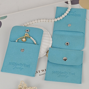 Boîte à bijoux en microfibre de velours écologique avec logo personnalisé pour l'insertion de cartes de présentation de boucles d'oreilles et sac/pochette cadeau - Product Image 4
