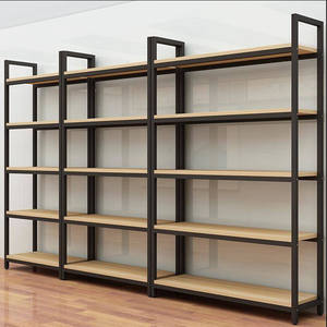 Estantería de Supermercado Personalizada de una Sola Cara para Carga Ligera <span class=keywords><strong>con</strong></span> Duraderos Estantes de <span class=keywords><strong>Madera</strong></span> y Metal para Ventas - Product Image 1