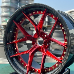 ล้อแม็กซ์ GVICHN คาร์บอนไฟเบอร์แบบกำหนดเอง ผลิตจากอะลูมิเนียม 6061 ขนาด 18 19 20 21 22 23 นิ้ว สีแดงขัดเงา แบบสองชิ้น 5x112 5x114.3 5x120 - Product Image 3