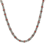 Chaîne byzantine en acier inoxydable, maille œil de chat, perles en pierre rouge, tissage 10 mm, argent, fabrication de bijoux, vente en gros, OEM, sur mesure au mètre
