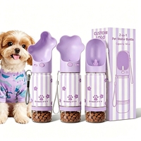 Bouteille d'eau portable pour chien en acier inoxydable sans BPA, 14 oz et 18 oz, avec couvercle Paw, 2 en 1, distributeur de nourriture pour les voyages en plein air