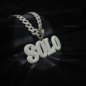 Collar con Colgante de Letra Hip Hop SOLO, Plata 925 Chapada en Oro, con Moissanita, Joyería Moderna, Regalo - Product Image 3
