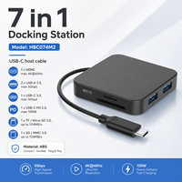 Base de Conexión USB-C 7 en 1 con 4K+60Hz para 100W PD, 3 Puertos USB 3.0, Lector de Tarjetas SD/TF, Carcasa de ABS, en Stock