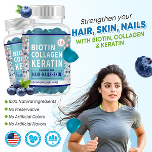 OEM venta al por mayor con sabor 15 + 1 biotina colágeno queratina gomoso vitaminas multivitaminas para el cabello piel uñas todas las edades adolescentes dosificación - Product Image 6