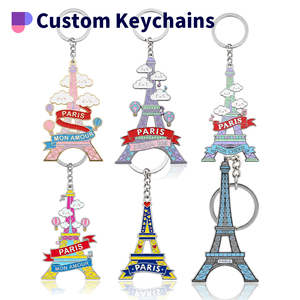 제조업체 도매 맞춤형 금속 소프트 에나멜 에펠탑 가방 참 키체인 - Product Image 1