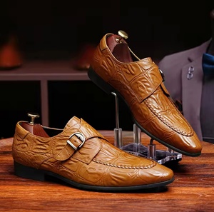 Chaussures montantes pour hommes en cuir véritable, motif floral, imperméables, légères, formelles, à bout pointu, avec boucle britannique, antidérapantes - Product Image 4