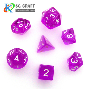 Jeu de dés en plexiglas transparent, ensemble d'accessoires en acrylique, violet, 6mm, 8mm, 10mm, vidéo miniature, plate-forme, dh, d4, d6, d8, d10, d12, d20 - Product Image 1