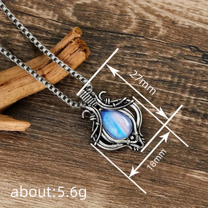 Collana con Ciondolo a Goccia Blu Vintage per Donne, Gioielli di Moda in Colore Argento Anticato - Product Image 4