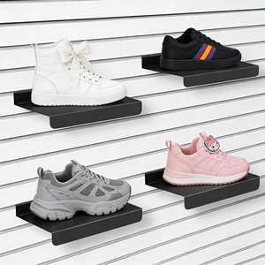 Étagère murale Slatwall présentoir plat en métal pour présentoir de chaussures multifonctionnel à lattes support de baskets plaque inclinée étagère en métal - Product Image 1