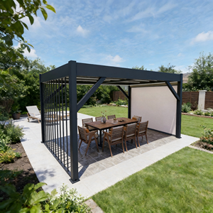 Pergola en aluminium haut de gamme, structure d'ombrage extérieure pour patio, jardin et aménagement paysager, avec <span class=keywords><strong>poids</strong></span> de stabilisation pour gazebo - Product Image 6