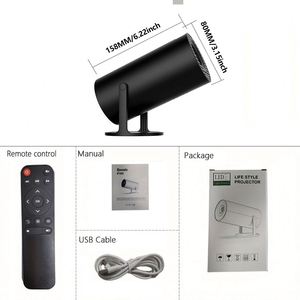 โปรเจคเตอร์ LED พร้อมพอร์ต USB, โปรเจคเตอร์พกพาขนาดเล็ก 720P, รีโมทคอนโทรล โปรเจคเตอร์สำหรับดูหนังในร่ม/กลางแจ้ง HY300Mini/สีดำ - Product Image 6