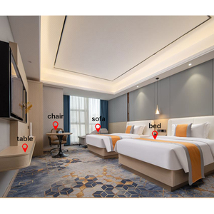 Muebles de dormitorio de hotel con chapa de madera maciza, muebles de suite presidencial de hotel de cinco estrellas, conjunto de muebles de hospitalidad para villas. - Product Image 1