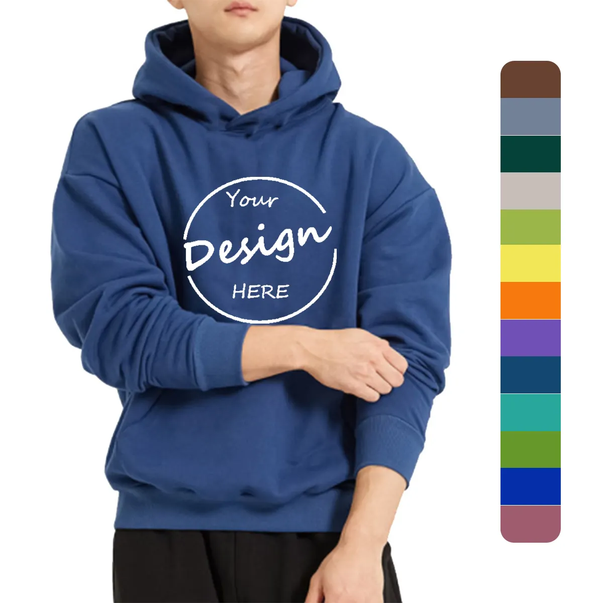 OEM Wholesale Custom Print Embroidery Logo Cotton Fleece Fit Loose Heavyweight Windproof Hooded Oversized Hoodies Men Clothing