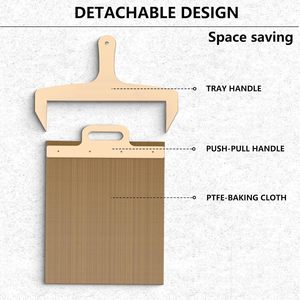 Pala para Pizza Grande, Antiadherente, Antideslizante, con Mango de Madera, Rectangular, Solo Limpieza a Mano, Uso en Interiores y Exteriores, Apta para Horno - Product Image 2
