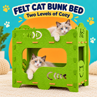 Maisonnette pour chat en feutre personnalisée avec balles suspendues, abri interactif pour chat d'intérieur avec ouvertures de jeu