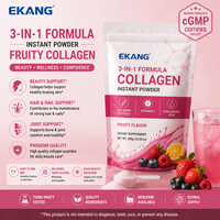 Formule 3-en-1 aux fruits, peptides de collagène multiples, poudre instantanée, vitamine C, acide hyaluronique, antioxydant naturel, complément alimentaire pour adultes