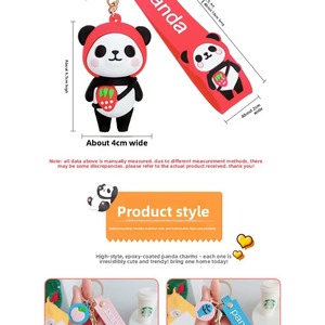 Porte-clés et pendentif de sac créatif et mignon en forme de panda fruit, en PVC, anti-perte, pour voiture, cadeau pour les amoureux, vente en gros - Product Image 6