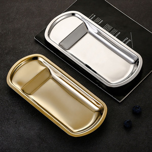 Stainless Steel Serving Tray Gold Silver Rectangular Elegant Design For Snacks Buffet Barbecue - Product Image 1