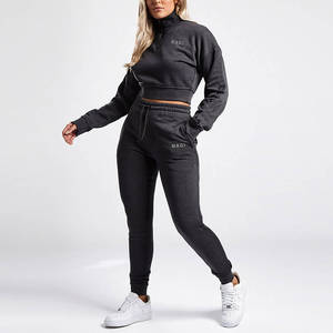 Ensemble de survêtements en molleton technique pour femme avec logo personnalisé, prix bas, fermeture éclair quart, <span class=keywords><strong>coton</strong></span> épais, chaud, ensemble de jogging pour femme - Product Image 1