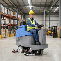 Autolaveuse autoportée S5 à faible bruit avec siège ergonomique et moteur d'aspiration 550W pour hôpitaux, écoles, gymnases, parkings et rampes