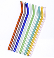 Paille en verre borosilicaté de couleur unie, accessoires de bar, courbe droite, paille en verre pour lait, jus, eau