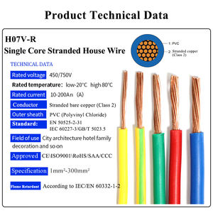 สายทองแดง H07V-R H07V-K H07V-U BV BVV BVR thwn THHN ลวดอาคารฉนวนพีวีซี huose ลวดไฟฟ้า - Product Image 6