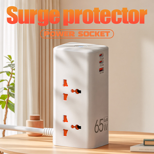 Regleta de Carga Rápida <span class=keywords><strong>GaN</strong></span> de 65W con 4 Tomas de CA, 1 Puerto USB-A, 2 Puertos USB-C, Cable de 2m, Estación de Escritorio, Extensión de Regleta - Product Image 3