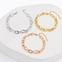 Bracelet chaîne en argent sterling QX S925 plaqué or rose, maillons ovales, fabrication sur mesure, vente en gros, OEM, ODM, fabricant de bijoux fins