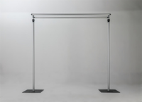 Support de toile de fond réglable de style arche argenté 10x10 pieds avec barre transversale pour doubles draperies, kit de draperie en aluminium robuste pour mariage